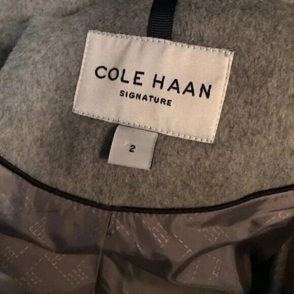 Cole Haan Wool Blend Zip Front Hooded Coat Gray NWT Size 2 - Picture 9 of 9